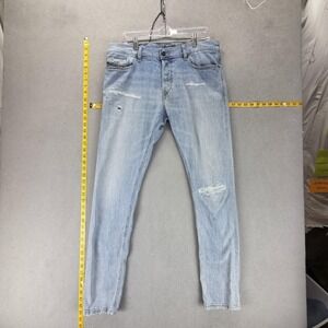 Diesel‎ Jeans Mens 34x32 Blue Tepphar-X Light Wash Slim Carrot Distressed 0095V